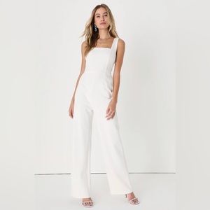 You're The One Ivory Sleeveless Jumpsuit Soft medium-weight stretch knit.